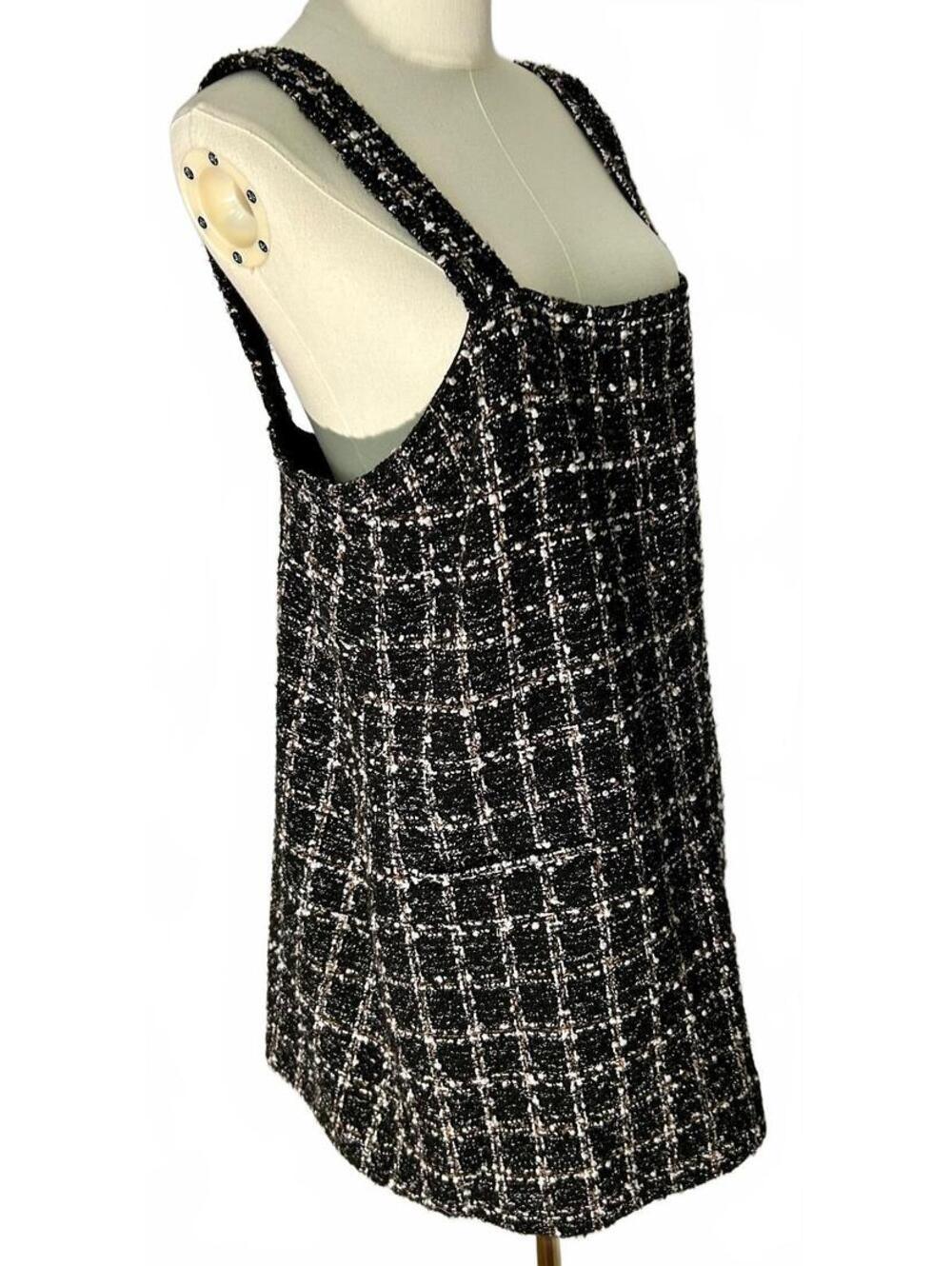 Abercrombie & Fitch Black Tweed Plaid Pinafore Mini Dress LP Preppy Academia